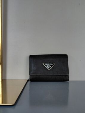 Prada Black Logo Compact Wallet